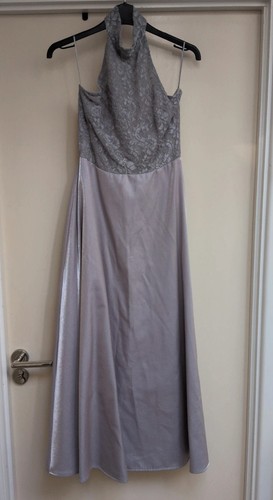 Grey lace halter neck prom - lace,