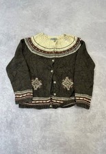 Eddie Bauer Knitted Cardigan Abstract Patterned Chunky Knit Women's M