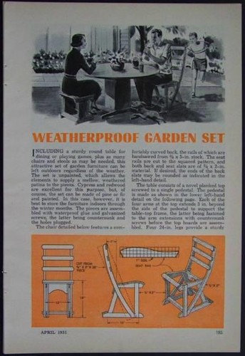 Garden table chairs - table, stools