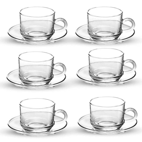 12pc glass cup mug saucer - &,