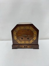 Empire Art Deco Oak Mantel Clock – 1920s–30s Made in England Brass Face 