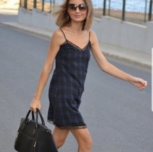 Zara plaid lingerie dress - plaid,