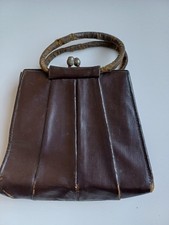 Antique Edwardian brown  leatherette  bag purse evening clutch. Art Deco