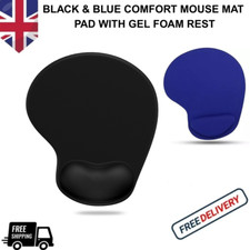 BLACK ANTI-SLIP MOUSE MAT PAD WITH GEL WRIST SUPPORT PC & LAPTOP ~UK SELLER~