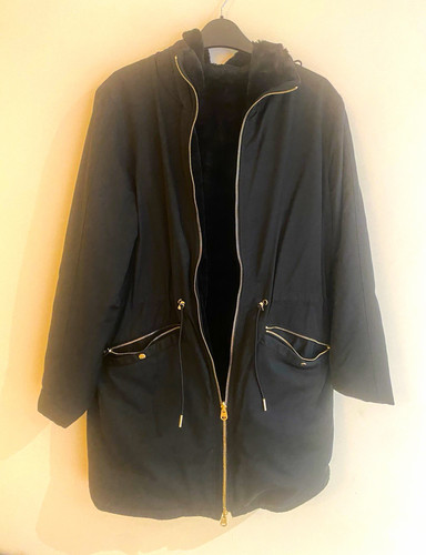 Zara black mid length hooded - black, mid-length