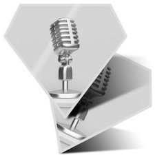 2 x Diamond Stickers 10 cm BW - Microphone Radio Broadcast  #37236