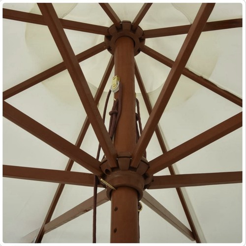Large wooden garden parasol - large, 3m