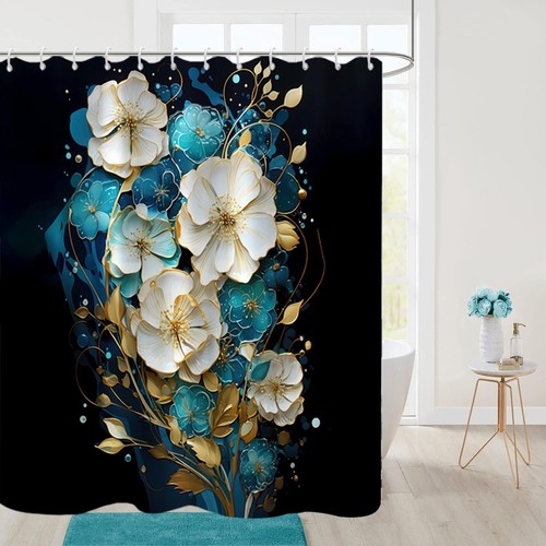 White blue floral waterproof - blue,