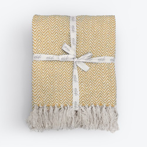 Cotton herringbone sofa throw - cotton,