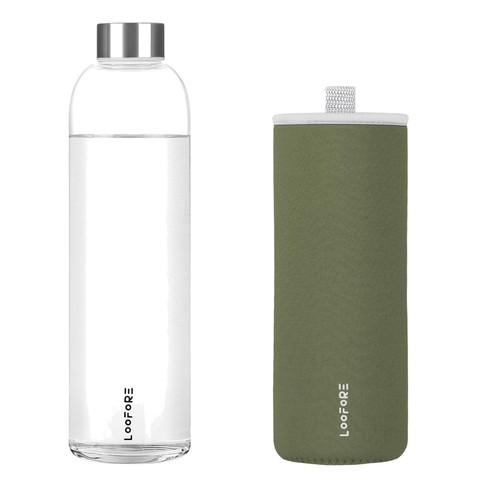 Glass water bottle 1000ml - water,