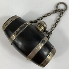 Antique Novelty Barrel Scent Bottle Vinaigrette Pill Box Sampson Mordan Ebony