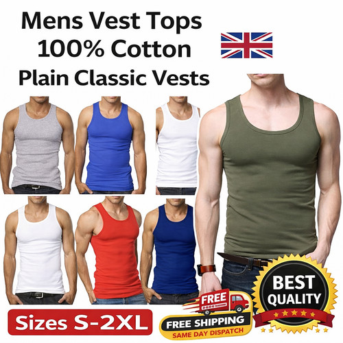 Mens vest tops 100 cotton - mens,