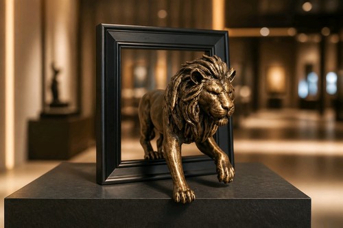 Lion stepping from - , frame
