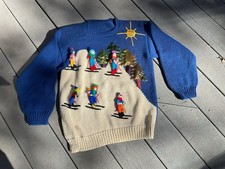 Vintage Skiing 3D People Sweater S/M Women’s