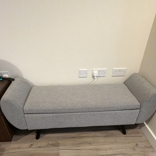 Grey upholstered storage bench - upholstered,