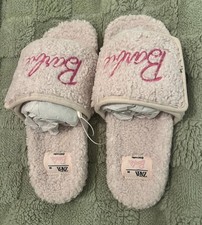 Womens Zara Barbie Cream Fluffy Slider Slippers Size 3/4 New!
