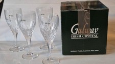 4 Galway  Irish Crystal Raindrop Wine Goblets Glasses  21 cm tall Boxed