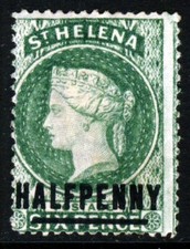 ST. HELENA QV 1884 Half Penny Surcharge on Emerald Wmk Crown CA P.14 SG 34 MINT