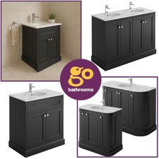 Black Traditional Vanity Unit Marble Top Ceramic Basin Sink 600 800 900 1200mm