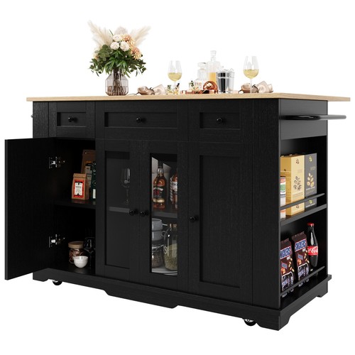 Black kitchen island cabinet - island,