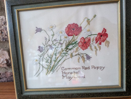 Framed handmade cross stitch - handmade,