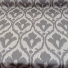 Ikat Jeffy  Material  Grey Oatmeal Bamboo Linen Fabric Curtain Blind Upholstery