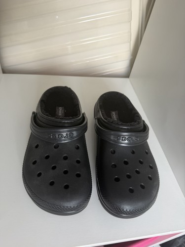 Black fleece lined crocs - fleece, size