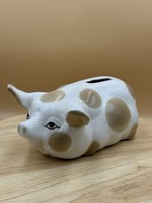 Szeiler Vintage White And Brown Pig Figure Unusual Animal Figure Money Bank