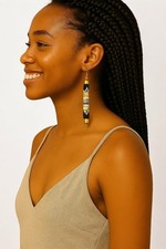 Handmade Multicolored African Beaded Dangle Earrings - Boho Tribal Jewelry