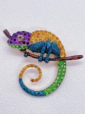 Rainbow Chameleon Brooch