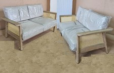 Outdoor Set, John Lewis Woven Rattan Panel Acacia 2-Seater Garden Sofas R:20 