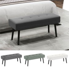 End of Bed Bench with Thick Padding and Steel Legs for Entryway