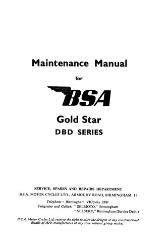 Bsa gold star 500cc - 500cc, dbd