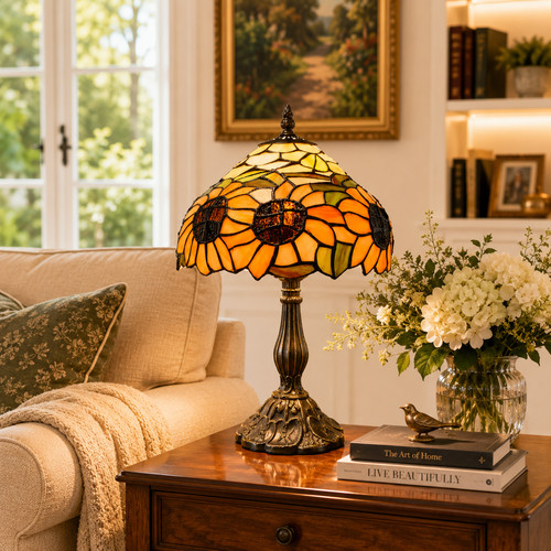 Floral tiffany style table - tiffany,