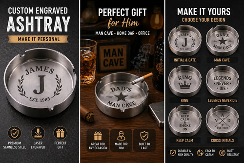 Personalised metal ashtray - metal,