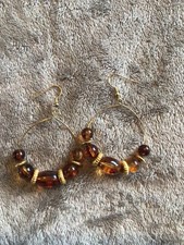 Vintage amber bead - hoop, drop