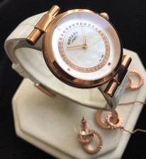 Ladies Genuine Rotary Crystals Designer Watch Rose Gold White leather LS00662/41