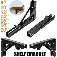 2Pcs Folding Heavy Duty Shelf Bracket Triangle Bench Mounted Table Wall Hinges