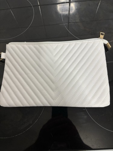 White chevron quilted clutch - white,