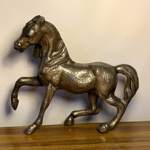 Silver tone metal - silver, horse