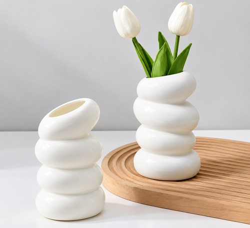 White spiral vase modern - spiral,