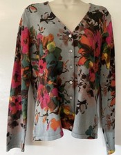 Aqua Blue Cotton Rich Cardigan Long Sleeve Button Up Size L 40” Chest