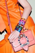 MIU MIU RESORT 2017 Purple Calfskin Leather Studded Bracelet NIB