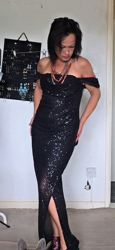 Lipsy black bardot glitter - black,
