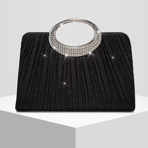 Women black clutch bag - clutch, with