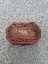 Vintage Hand Carved Wood Box