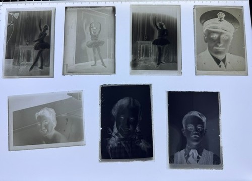 Seven vintage glass plate
