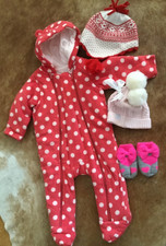 M&S Baby Girl Fluffy Fleece One-Piece Snowsuit 6-9 Months’ Next River Island Hat