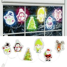 Holiday Christmas Window Gel Clings LED Light Up Reusable Removable Stickers
