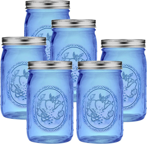 Blue wide mouth mason jars - wide,